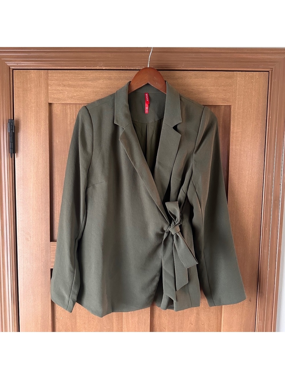 Spanx Crepe Wrap Tie Blazer Jacket in Midnight Olive Women’s Medium 20907R